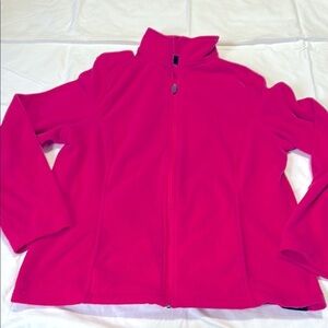 Lands End Pink Zip Up Fleece Jacket Girls 14-16 Large
